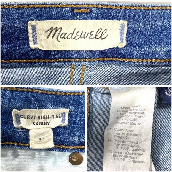 MADEWELL Curvy High-Rise Skinny Jeans Drop Step-Hem Edition Size 31 Style J9409 - Picture 6 of 9